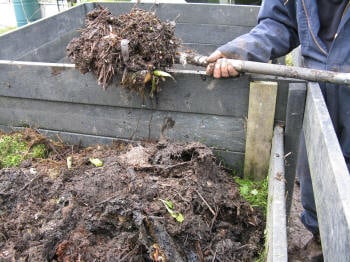 Turning a Compost Pile
