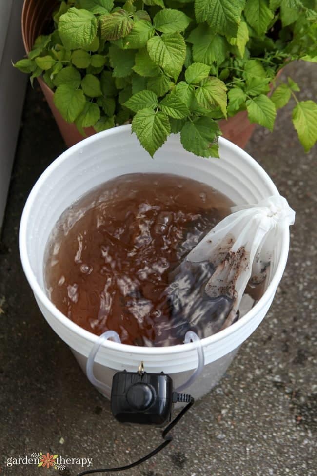 DIY Compost Tea brewed in a 5-gallon-bucket